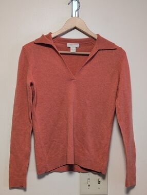 Simply Cashmere 100% Cashmere Collared Sweater M Quiet Luxury Soft